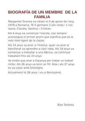 BIOGRAFÍA DE UN MEMBRE DE LA FAMÍLIA