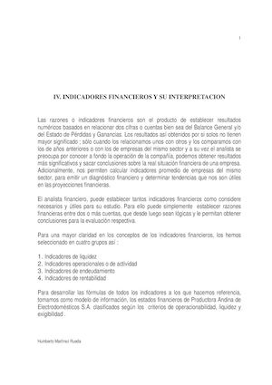 Indicadores Financieros