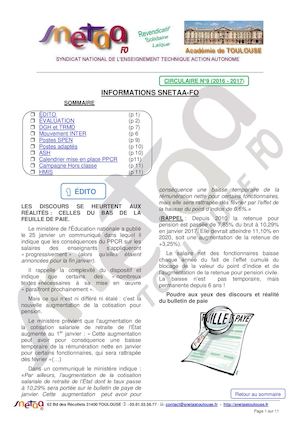 Circulaire Académique du Snetaa Toulouse N°9