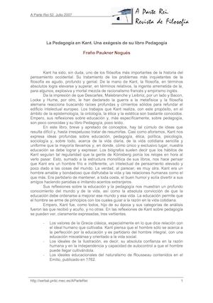 Pedagogia Segun Kant