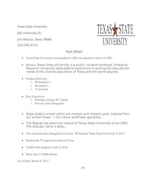 Texas State Fact Sheet