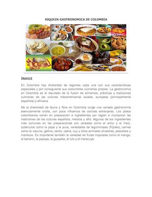 Riqueza Gastronomica De Colombia