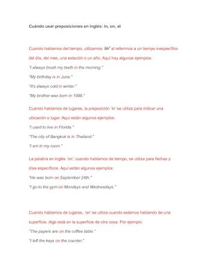 Cuándo Usar Preposiciones En Inglés