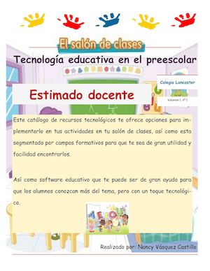 CATÁLOGO TECNOLOGÍA EDUCATIVA EN EL PREESCOLAR