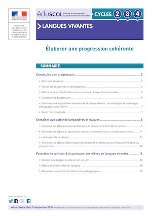 Langues Vivantes - Elaborer Progression