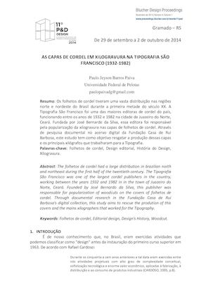 As Capas De Cordel Em Xilo Na Tipografia São Francisco