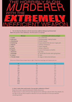 Glossary The Horribly Slow Murderer With The Extremely Inefficient Weapon By Richard Gale