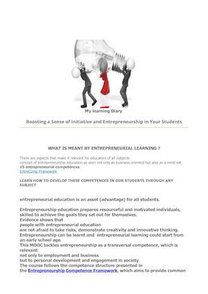 My learning Diary  "Boosting a Sense of Initiative and Entrepreneurship in Your Students"