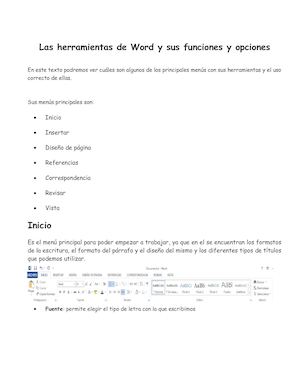 Menus Con Herramientas De Word