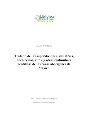 Tratado De Las Idolatrias