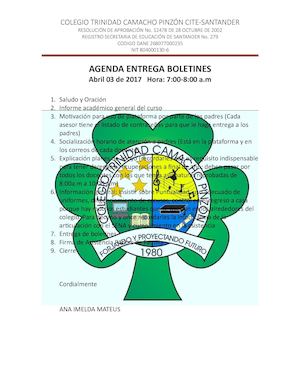 Agenda Entrega Boletines 03 Abril2017