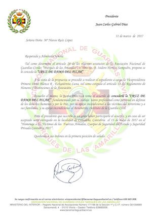 Maria Nieves Ruiz Lopez Dama concesion de medalla