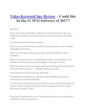 Video Keyword Spy Review