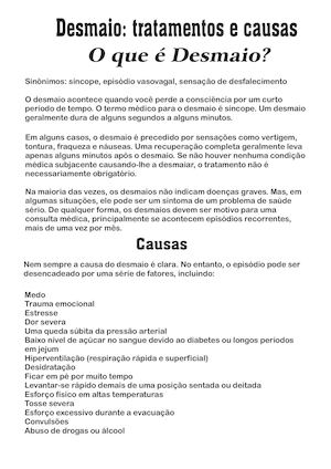 Calaméo - Desmaio Tratamentos E Causas