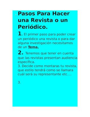 Pasos Para Hacer Una Revista O Un Periódico