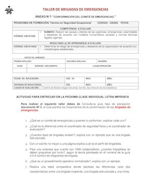 Taller Brigadas De Emergencias Fase De Planeación