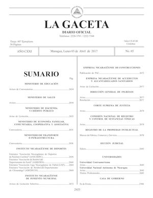 Gaceta No 65 Lunes 03 De Abril De 2017
