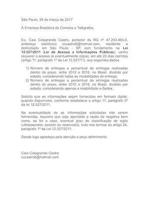 Requerimento Modelo Lei De Acesso