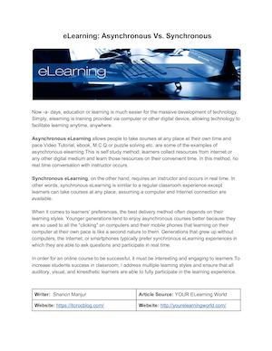 eLearning: Asynchronous Vs Synchronous