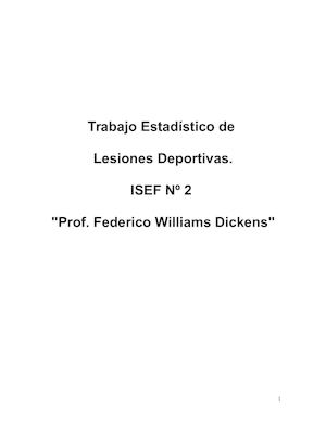 Trabajo Estadístico de  Lesiones Deportivas. ISEF Nº 2  "Prof. Federico Williams Dickens"