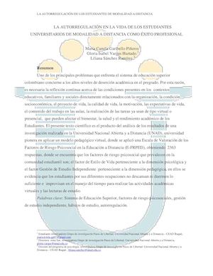 Articulo La Autorregulación En La Vida De Los Estudiantes Universitarios 2 2