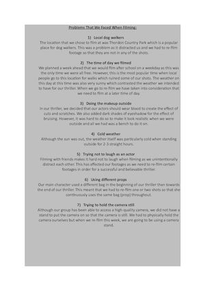 Problems That We Faced When Filming