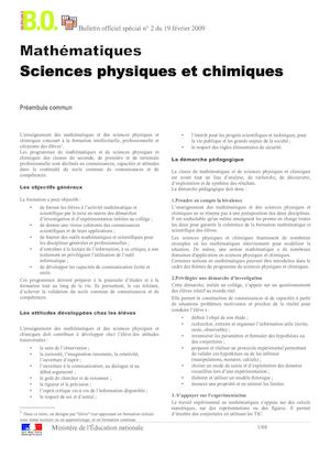 Programme Mathematiques Sciences Physiques Chimiques Bac Pro