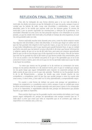 Reflexión Final Del Trimestre