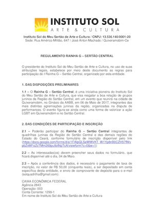 Regulamento Rainha G Sertão Central