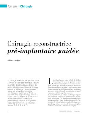 Chirurgie reconstructrice pré-implantaire guidée - Dr Benoît PHILIPPE - Information Dentaire - Mars 2014