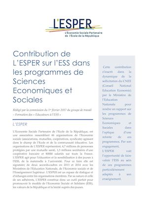 Contribution De Lesper Sur L'ess Dans Les Programmes De Ses