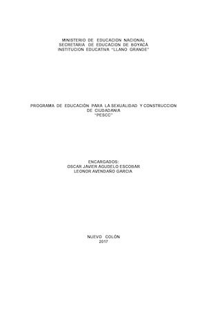 Proyecto Educación Sexual Pescc 2017