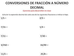 Conversiones De Fracción A Número Decimal