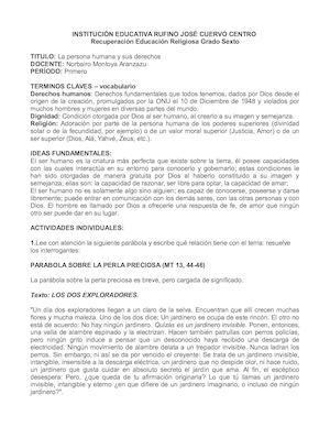 Religión 6a I Periodo Recuperación