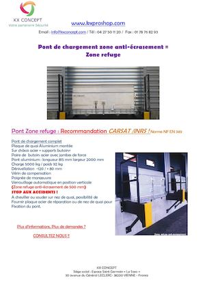 Pont de chargement Zone Anti-écrasement Zone Refuge