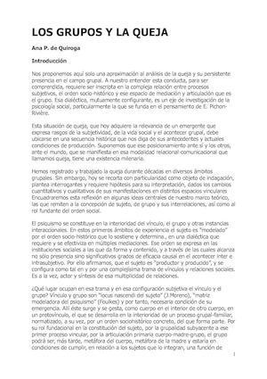 Los Grupos Y La Queja