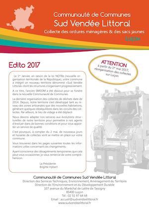 Collecte des ordures ménagères et des sacs jaunes - Plaquette Luçon