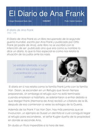 El Diario De Ana Frank ( Tarea Lectura )