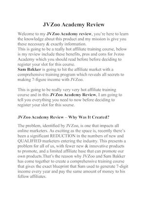 Jvzoo Academy Review)