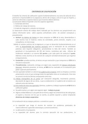 Criterios De Calificación 2º Eso