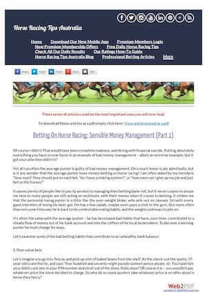 Betting On Horse Racing Sensible Money Management