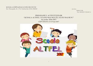 Şcoala Altfel 15-19 Mai 2017- Programul Scolii Bucovat