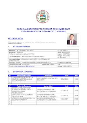 Hoja De Vida Marco Altamirano