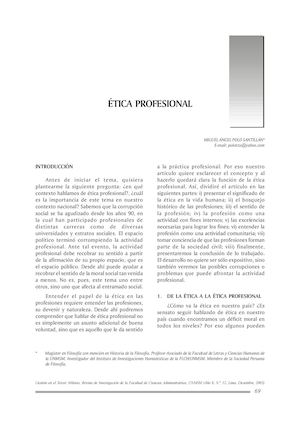 ÉTica Profesional, Miguel ÁNgel Polo Santillán