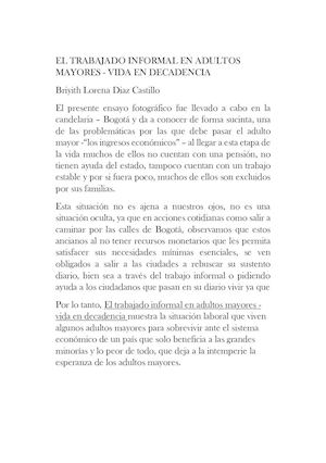 Ensayo Fotografico El Trabajado Informal En Adultos Mayores