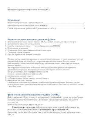 Лекция Физическая организация ФС