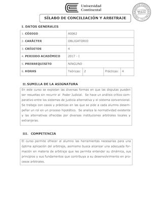 A0062 Silabo Conciliación Y Arbitraje