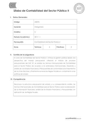 A0075 Silabo Contabilidad Del Sector Publico II