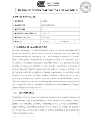 A0949 Silabo Descentralización Y Desarrollo