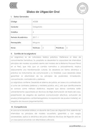 A0538 Silabo Litigación Oral